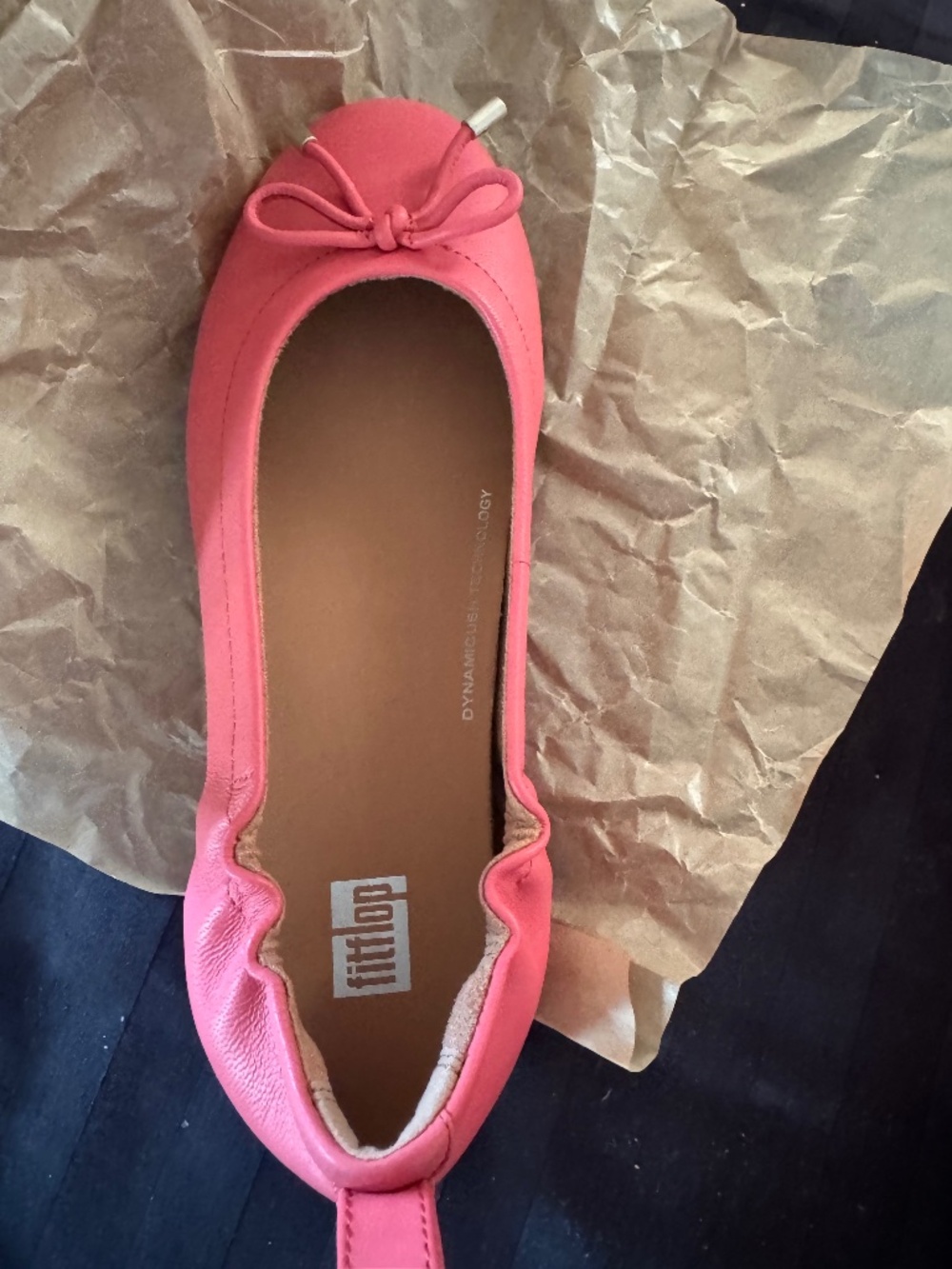 FitFlop Allegro Bow Leather Ballerinas Ballet Flat size 5.5 rosy coral NWT